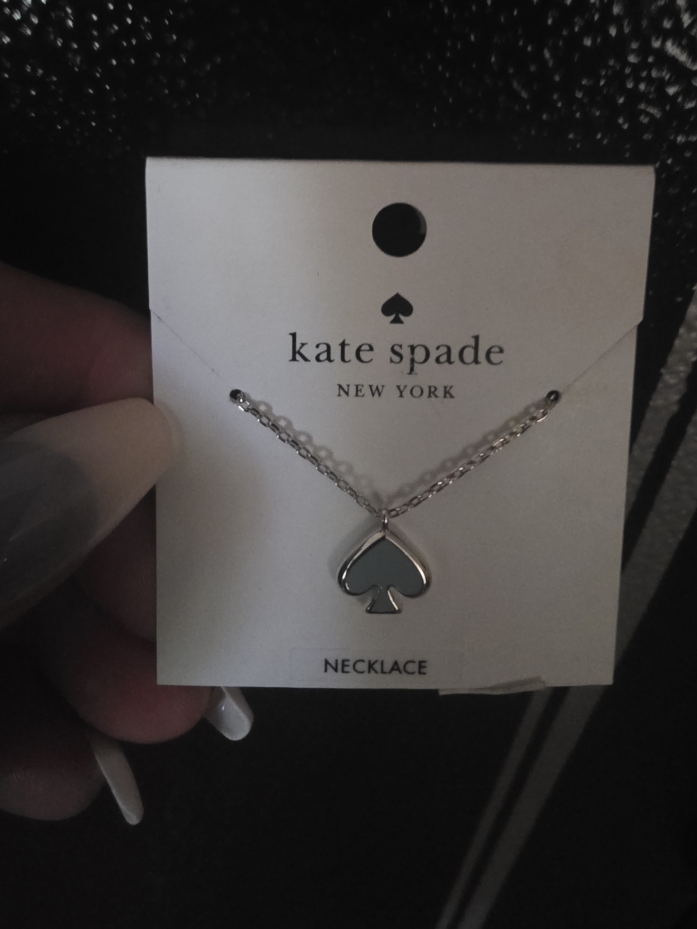 kate spade silver spade pendant necklace - silver and light blue
